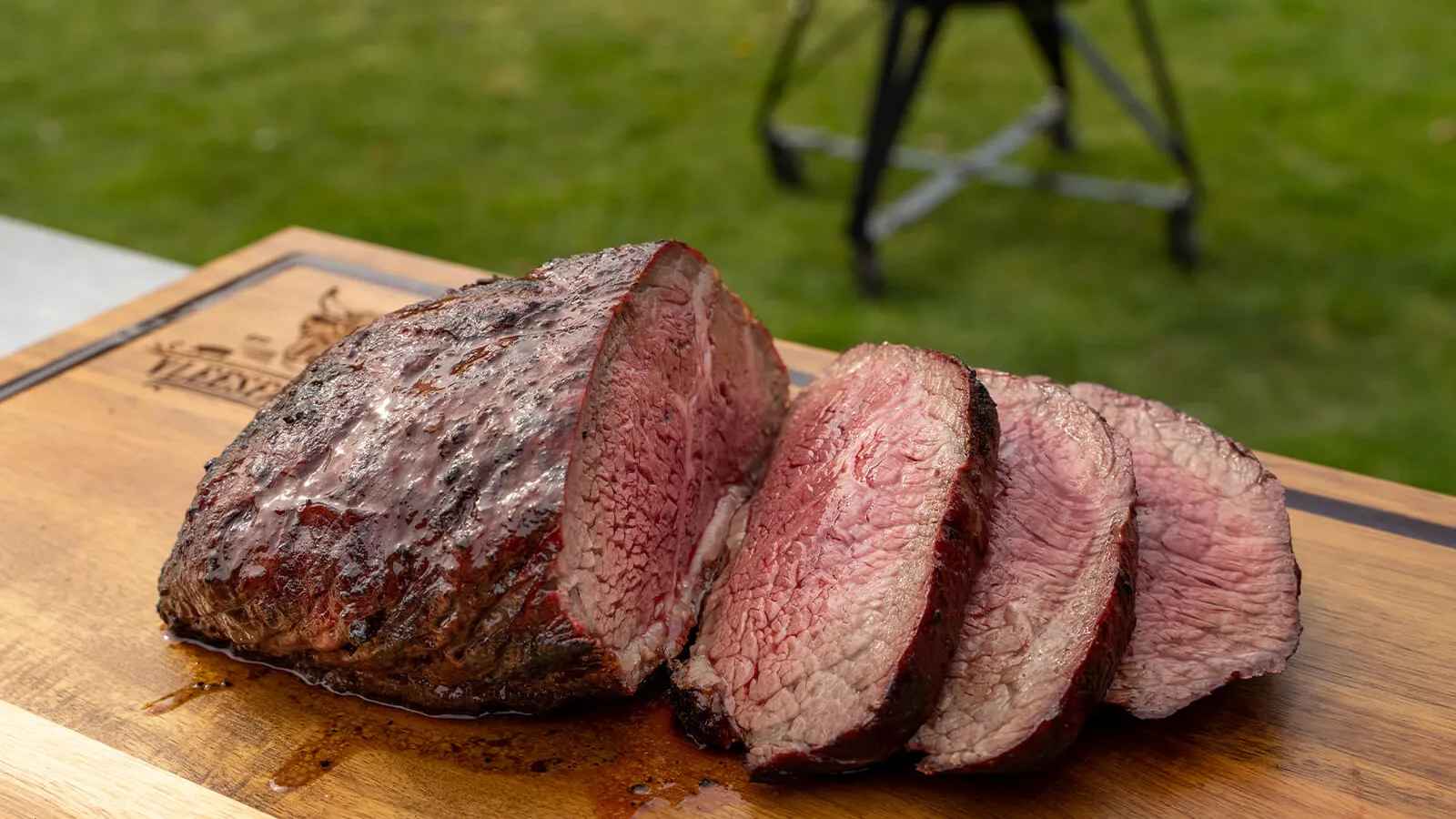 Aangesneden en sappige picanha, perfect medium-rare bereid