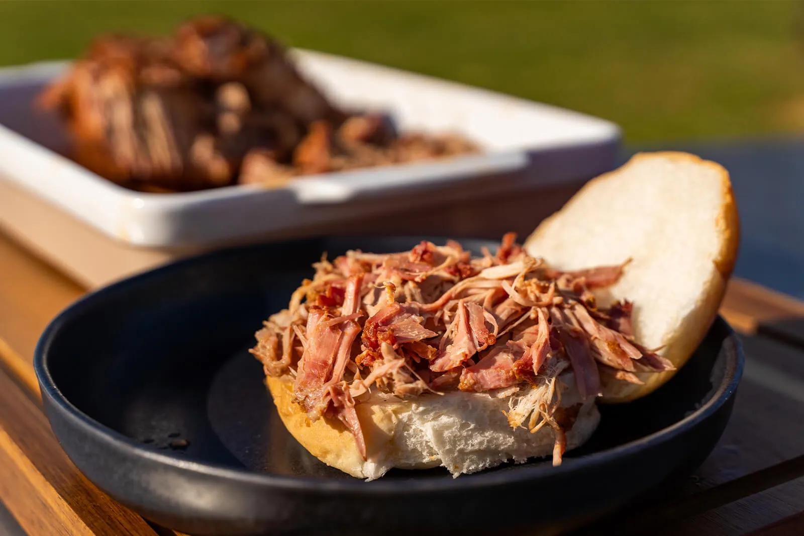 Mooi eindresultaat van zelfgemaakte pulled pork