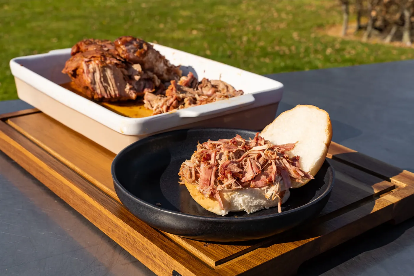 Malse pulled pork gemengd met het eigen braadvocht